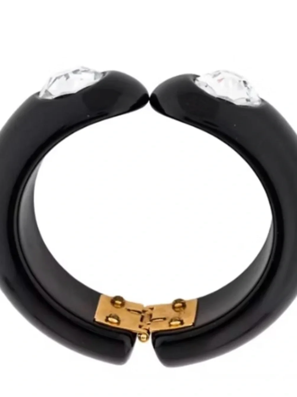 Edie Parker Black Resin Bangle with Crystal Accents